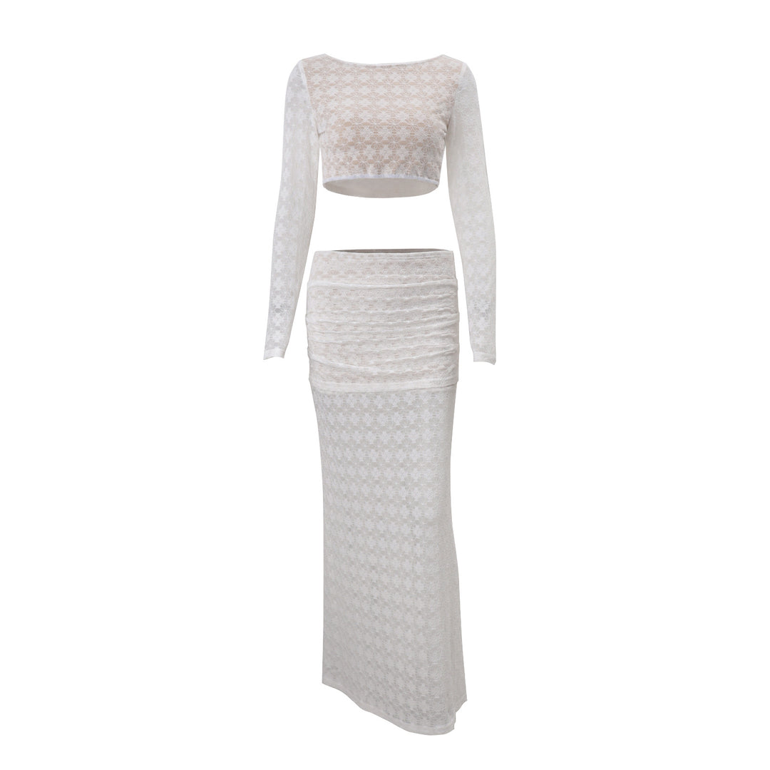 Crop Sheer Set Mid Weight White N5Z837