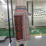 Load image into Gallery viewer, Vintage Print High Waist A-Line Midi Skirt Slit N6F241