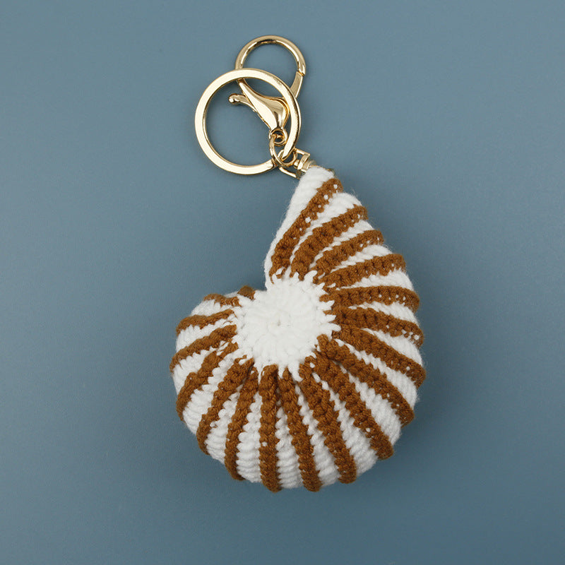 Hand Crochet Conch Keychain Ocean Sea Creature Charm N6G078