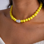 Load image into Gallery viewer, Dopamine Acrylic Pearl Geometric Choker Necklace N6H102