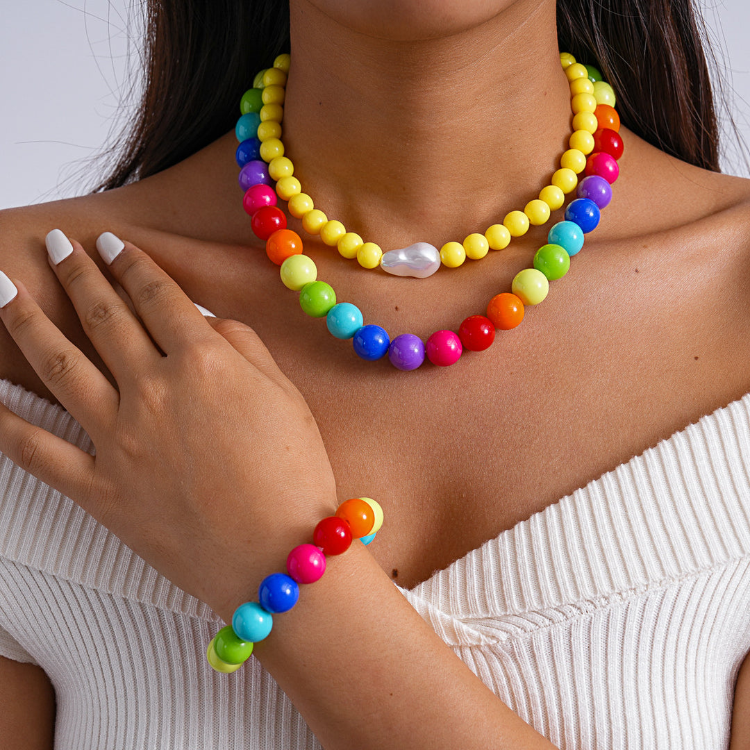 Dopamine Acrylic Pearl Geometric Choker Necklace N6H102