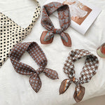 Load image into Gallery viewer, Two-Tone Houndstooth Print Square Scarf Women 55cm N6H113
