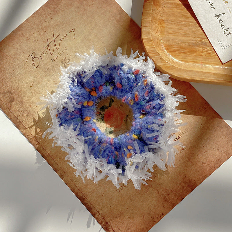 Hand Crocheted Multi Color Continuous Loop Hair Tie S5P435