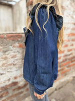 Load image into Gallery viewer, New Ruffle Trim Denim Shirt Jacket Women N6G296