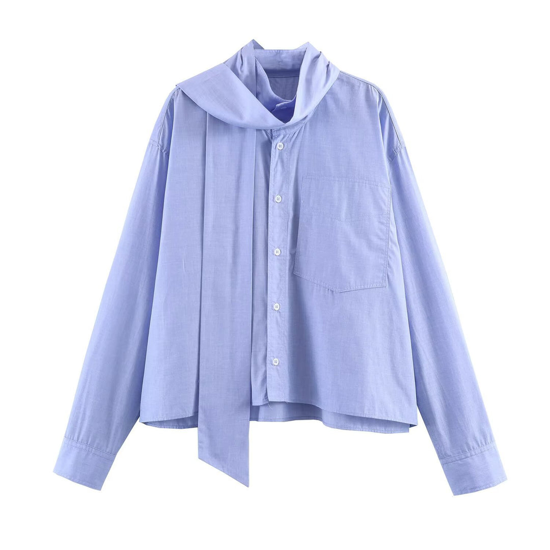 Bow Tie Scarf Collar Blouse Women N6C096