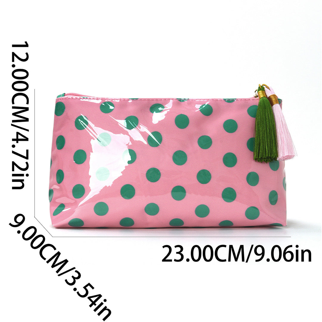 Unisex Waterproof Color-Block Polka Dot PVC Cosmetic Bag N6J248