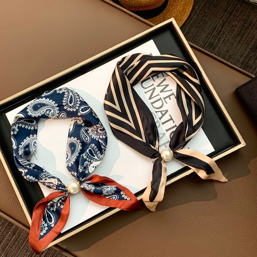 Long Scarf Pearl Magnetic Clasp Versatile Women N6H110