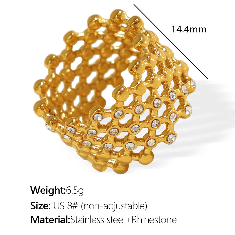 Ring Titanium Steel Gold Plated Openwork S5P020