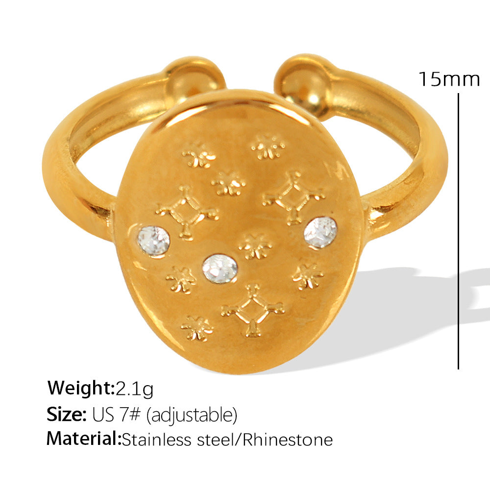 Womens Geometric Titanium Steel Ring Plated S5P001