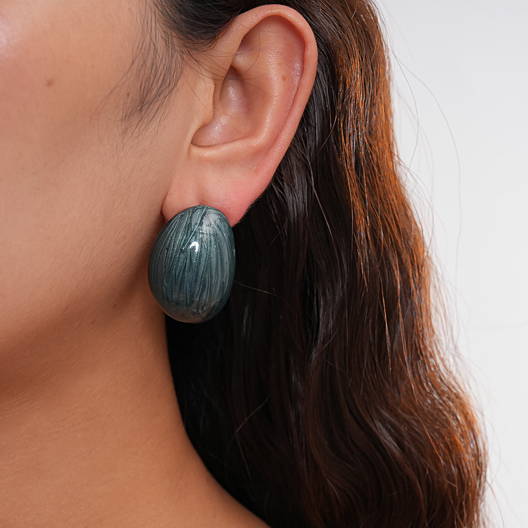 Womens Vintage Marbled Oval Alloy Stud Earrings N6K156
