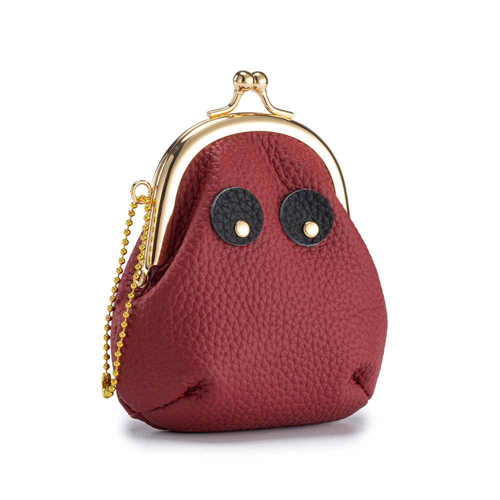 Unisex Top-Grain Leather Geometric Coin Purse N6J224