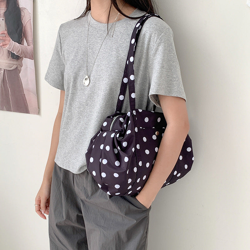 Polka Dot Shoulder Bag Women Pillow Nylon N6F054