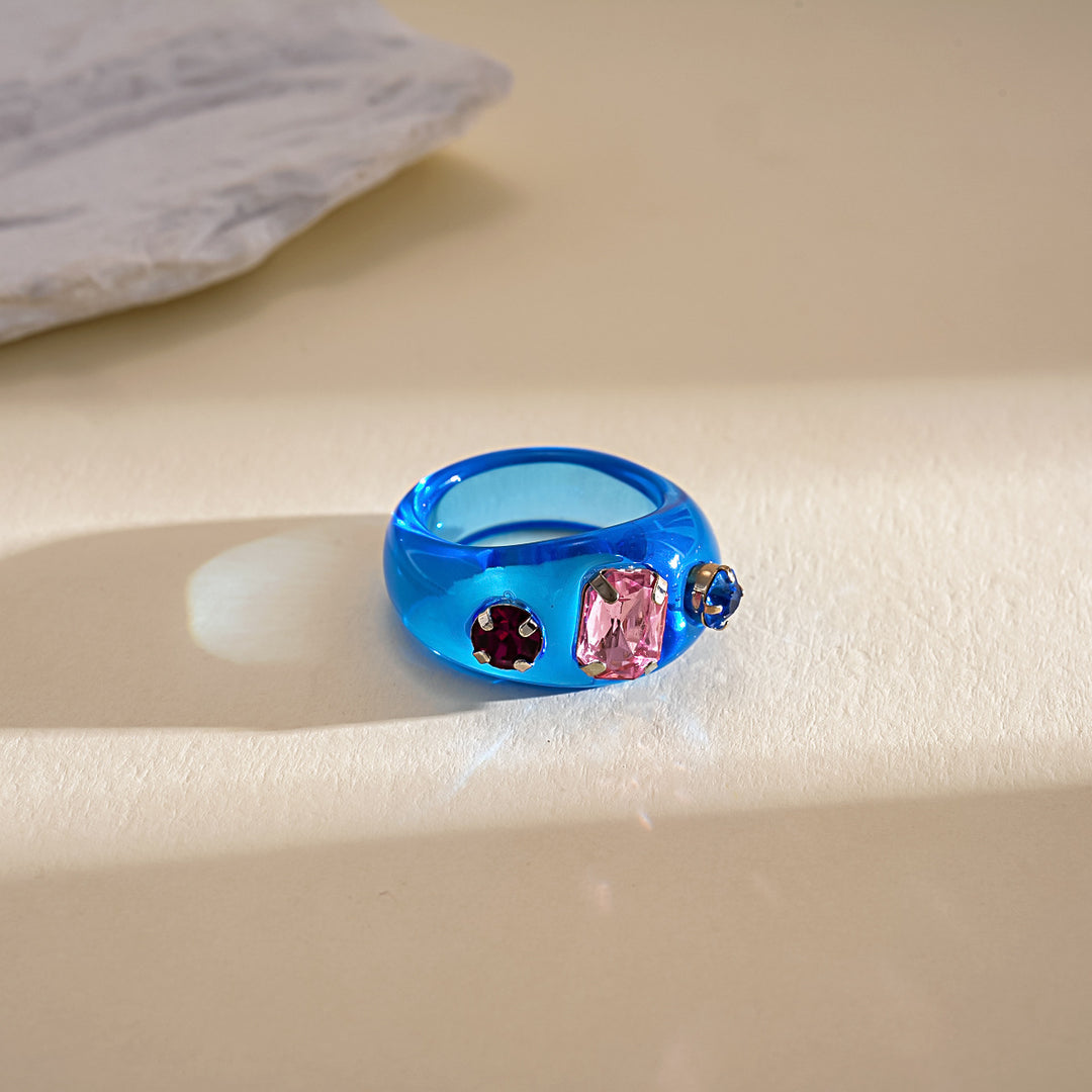 Dopamine Zircon Resin Ombré Geometric Ring Women N6H099
