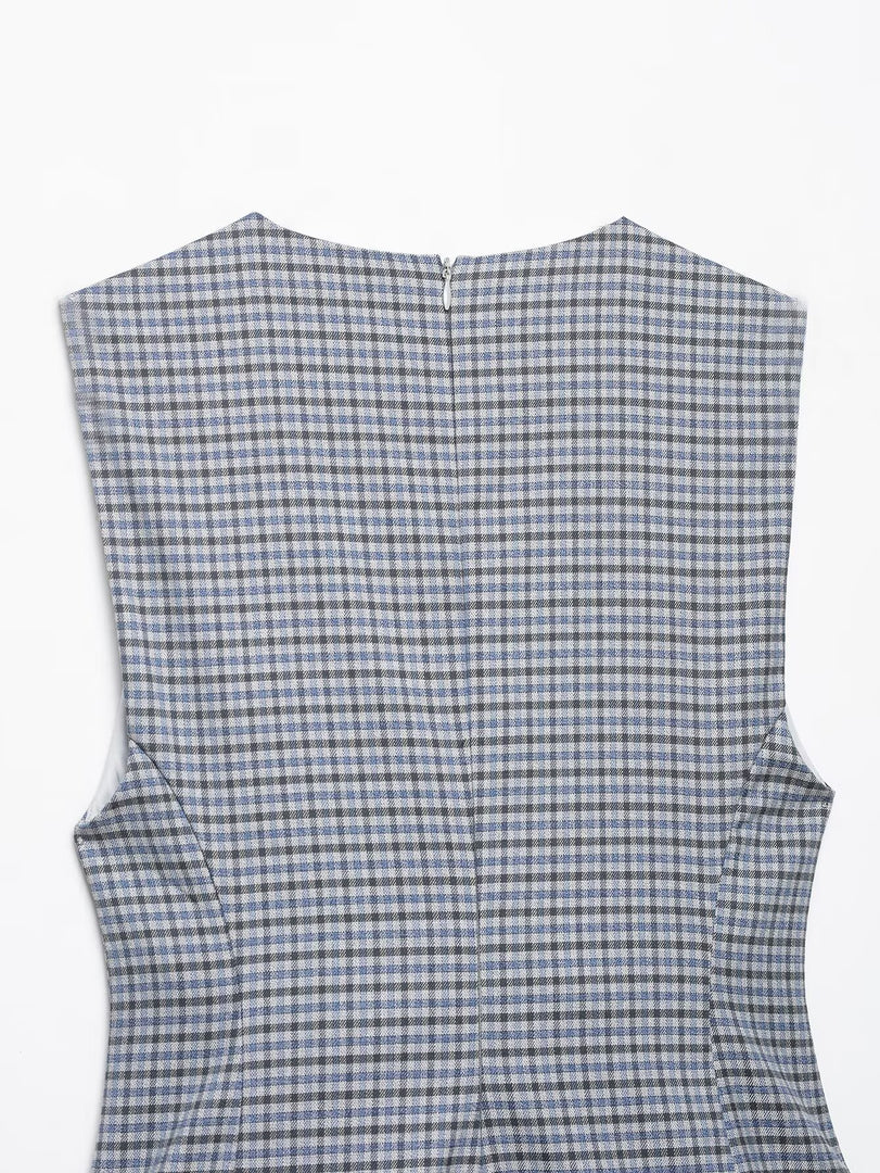 Layered Gingham Dress Women N6D126