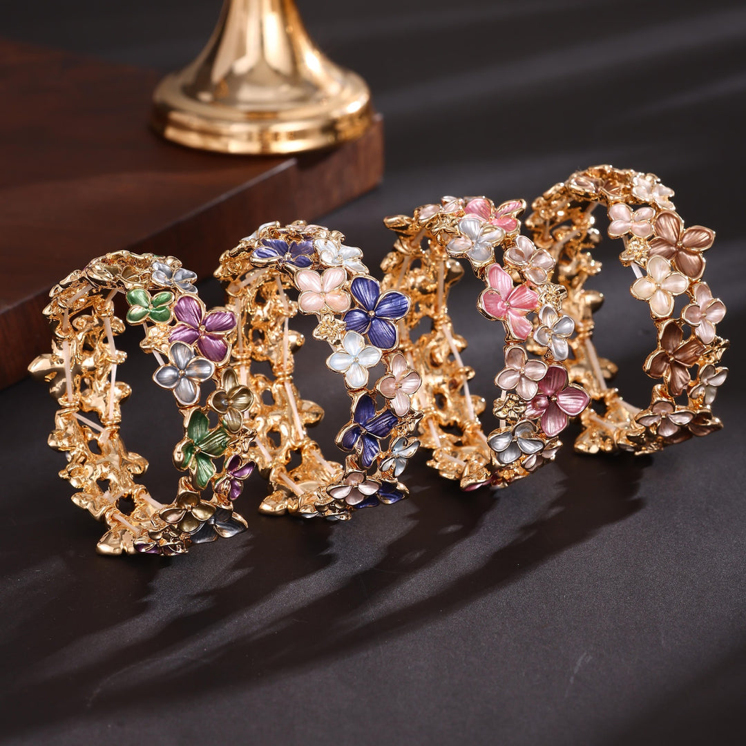 Enamel Cherry Blossom Stretch Bangle Women N6C215