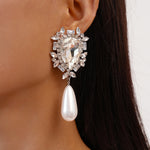 Load image into Gallery viewer, Diamond Pearl Earrings Waterdrop Sterling Silver S5P051