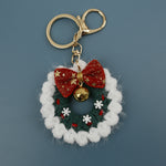 Load image into Gallery viewer, Hand Crocheted Velvet Christmas Wreath Bell Keychain N6K297