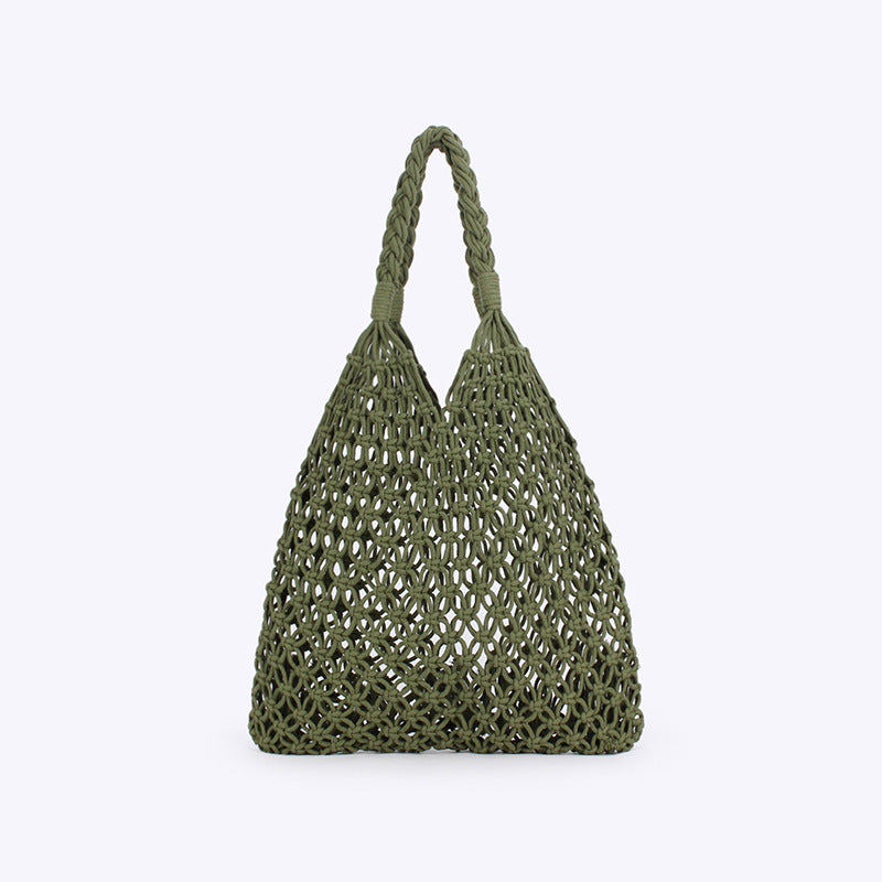 Crochet Shoulder Bag Cotton Rope Beach Tote N6F121