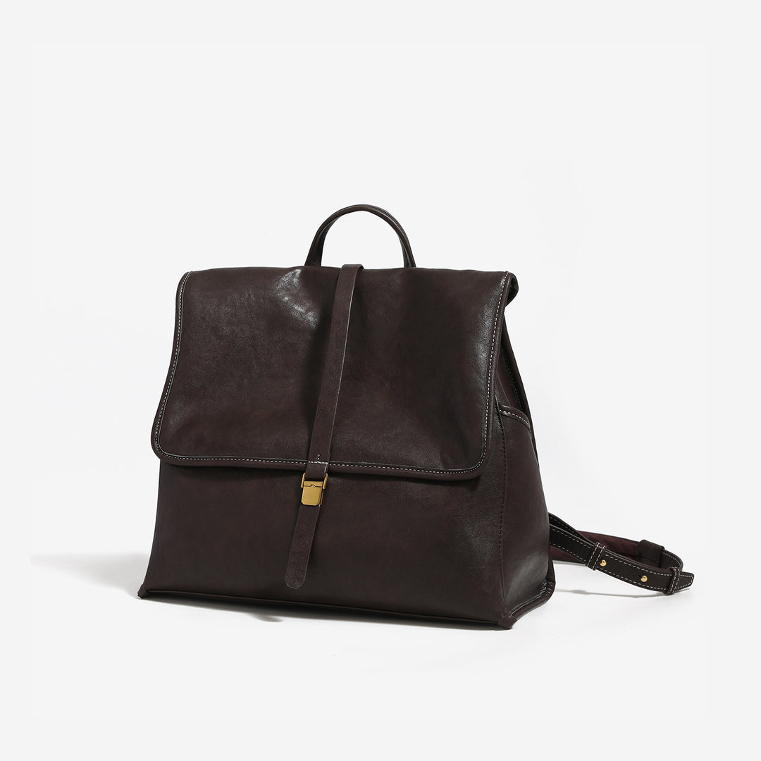 Vintage PU Leather Backpack Large Capacity Travel N6F164
