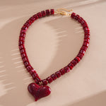 Load image into Gallery viewer, Womens Heart Acrylic Beaded Necklace N6K186
