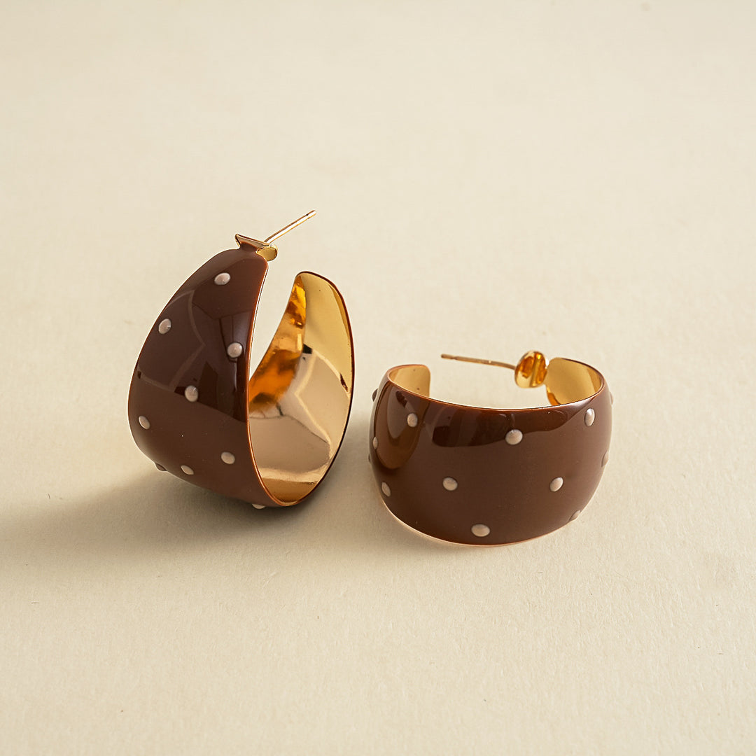 Womens Polka Dot C Shape Hoop Earrings N6K161