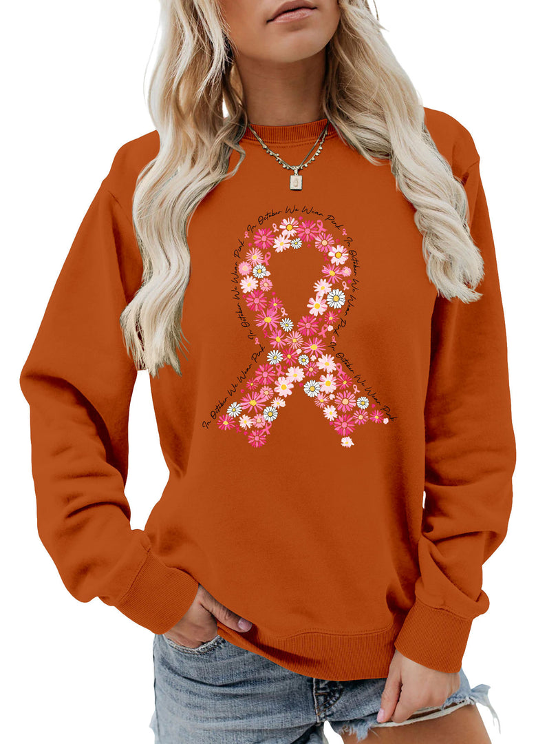 Casual Printed Crewneck Sweatshirt Women N6H046