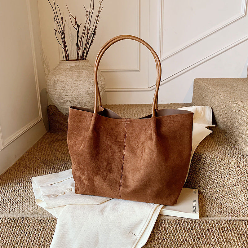 Women's Suede Tote Shoulder Handbag N6J163