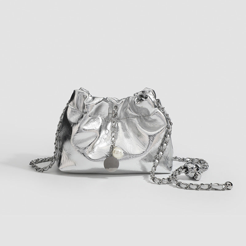 Pleated Bucket Bag PU Cloud Silhouette S5P309