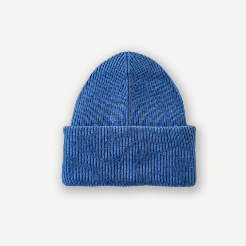 Double Layer Oversized Pure Wool Knit Beanie Women N6H211