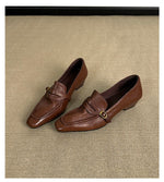 Load image into Gallery viewer, Square Toe Chunky Heel Loafers Women N6C149