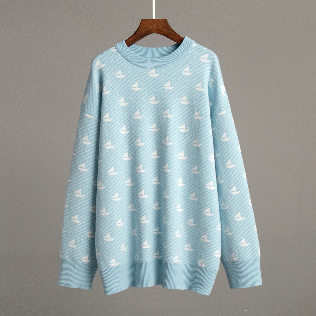 Sailboat Round Sweater Mid Weight Options N5Z846