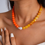 Load image into Gallery viewer, Dopamine Pearl Acrylic Asymmetric Choker Necklace N6H069