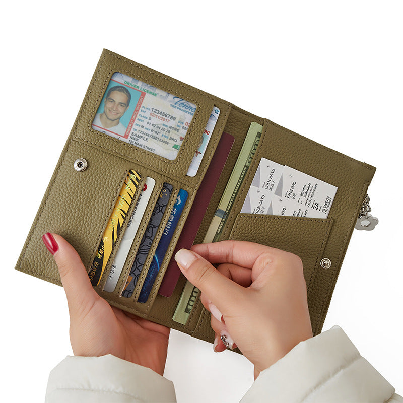Genuine Leather Zipper Passport Wallet Women N6D022