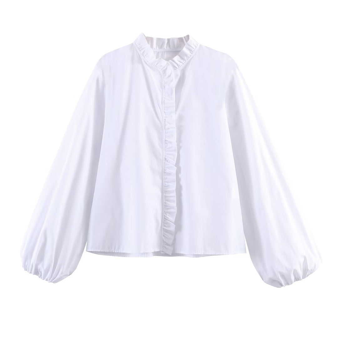 Ruffle Detail Poplin Crop Shirt Women N6C103