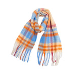 Load image into Gallery viewer, Rainbow Plaid Mohair Feel Chunky Fringe Scarf N6K249