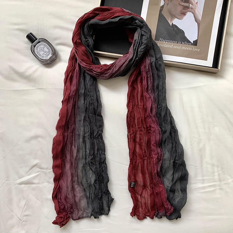 Pleated Gradient Scarf Women Sun Protection N6H247