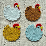 Load image into Gallery viewer, Hand Crochet Hen Coaster Chicken Shape Yarn Mat N6G050