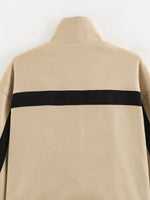 Load image into Gallery viewer, Loose Colorblock Stand Collar Zip Jacket Women Khaki N6H126