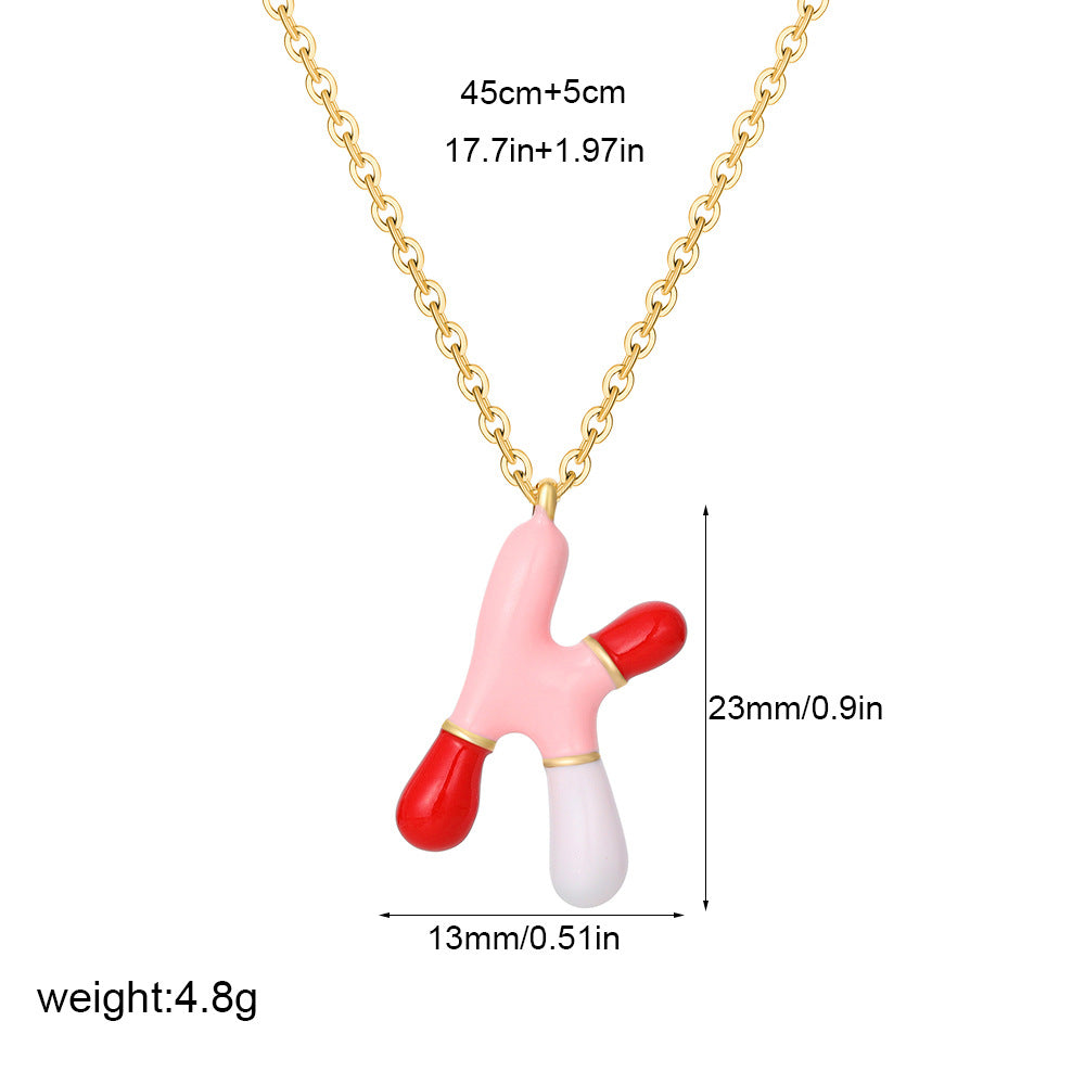 Alphabet Enamel Capsule Necklace Steel Gradient Color S5P234
