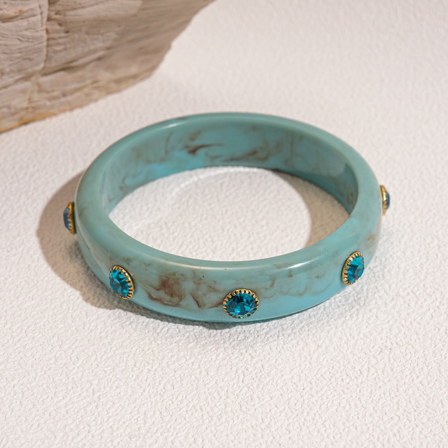 Acrylic Bracelet Rhinestone Colorful Cuff Bangle N6F045