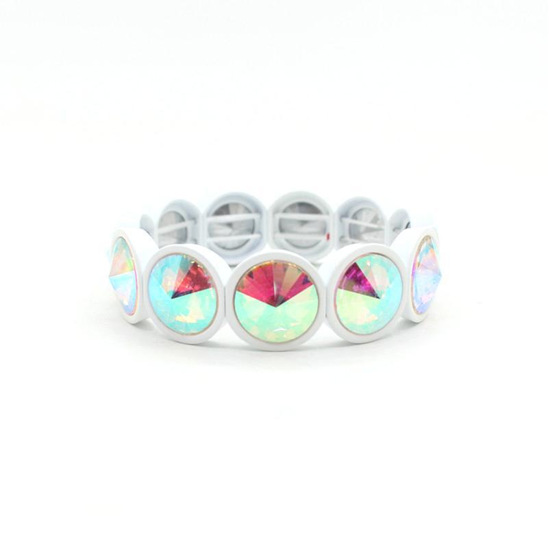 Enamel Flower Bangle Color Crystal Glass Stove S5P031