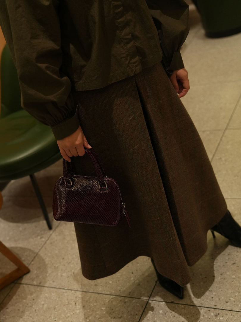 Burgundy Stone Texture Shell Bag Women N6C036