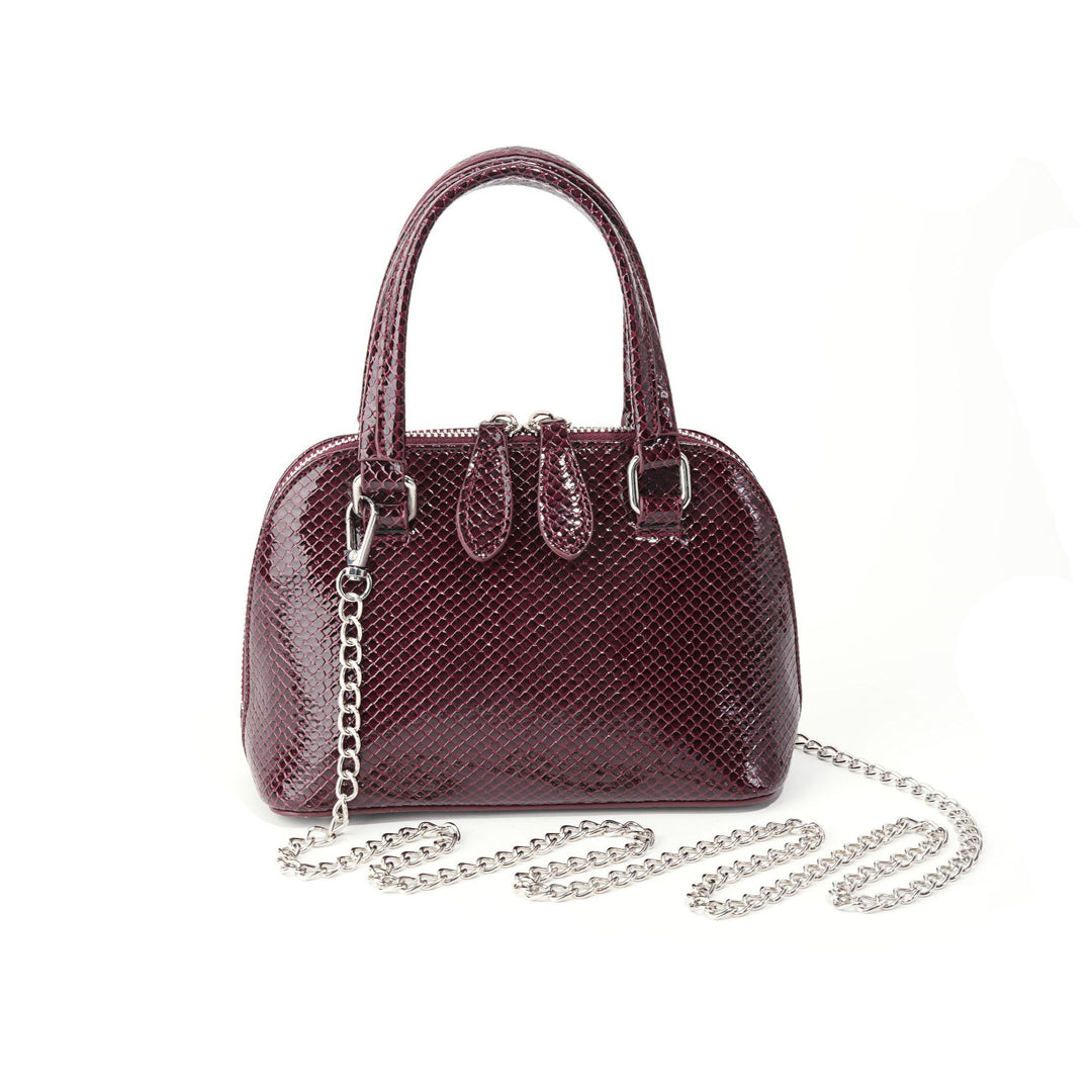 Burgundy Stone Texture Shell Bag Women N6C036