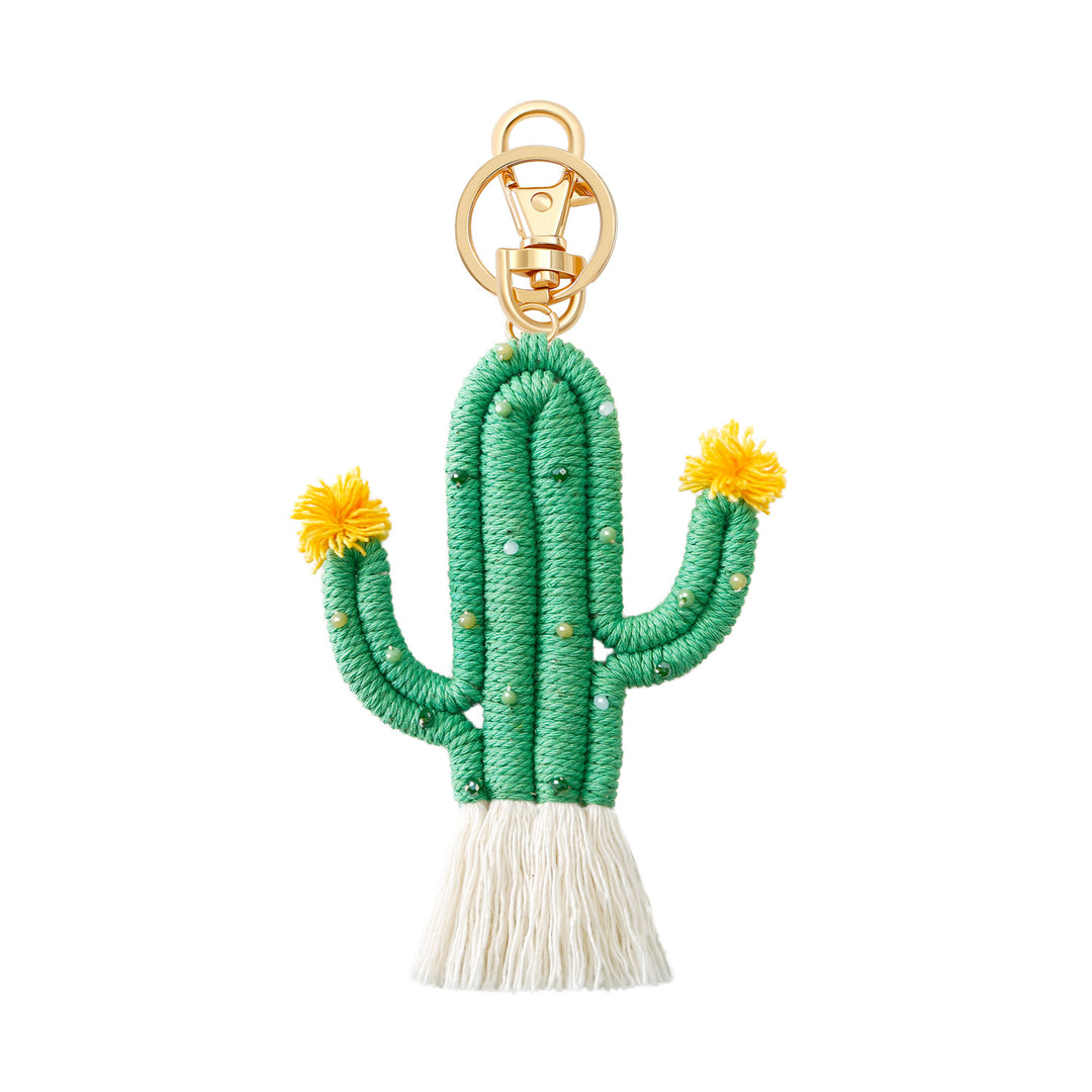 Cactus Charm Handmade Natural Stone Alloy Keychain N6G039