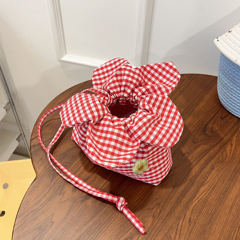 Floral Print Reversible Bucket Bag Women Commute N6E085