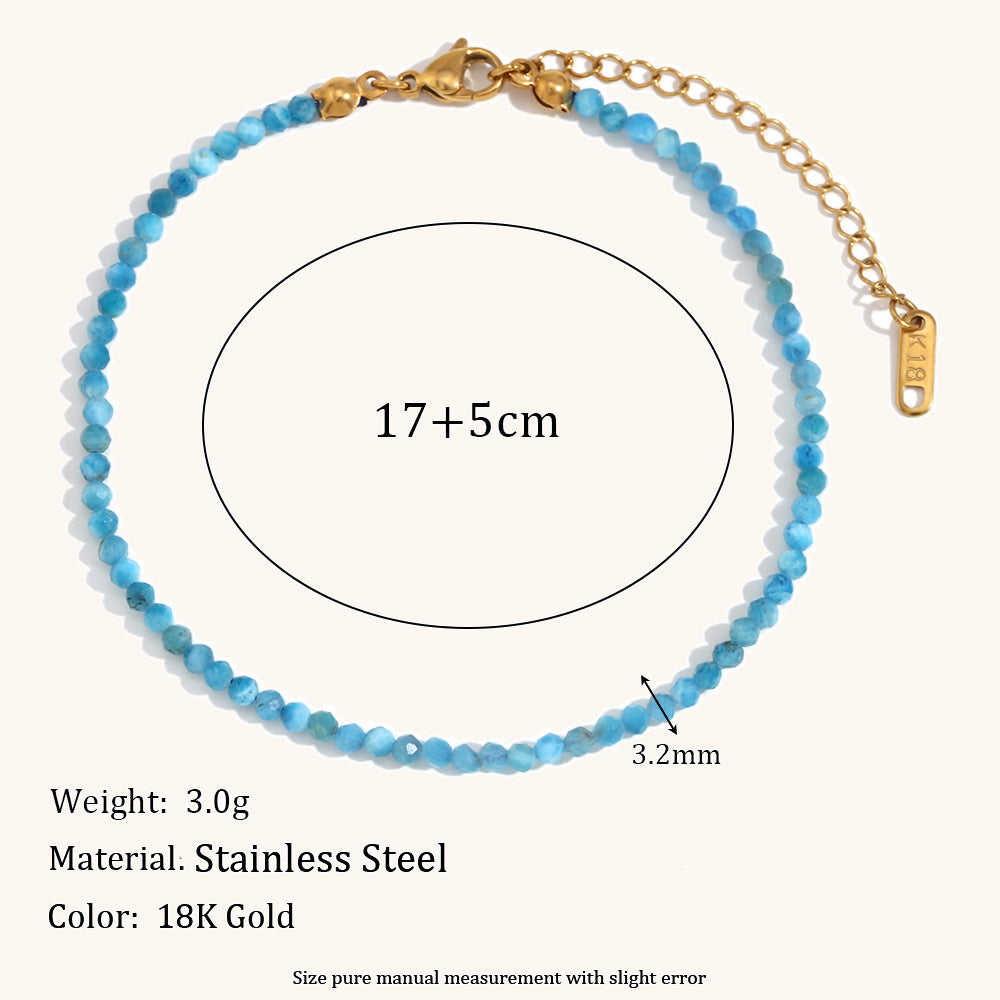 Natural Stone Chain Steel Gold Plated S5P250