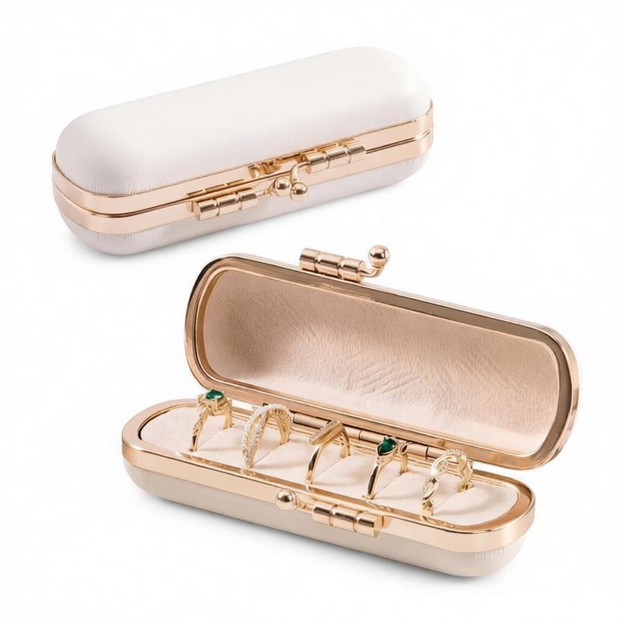 Portable Travel Jewelry Box Mini Leather Organizer N6F059