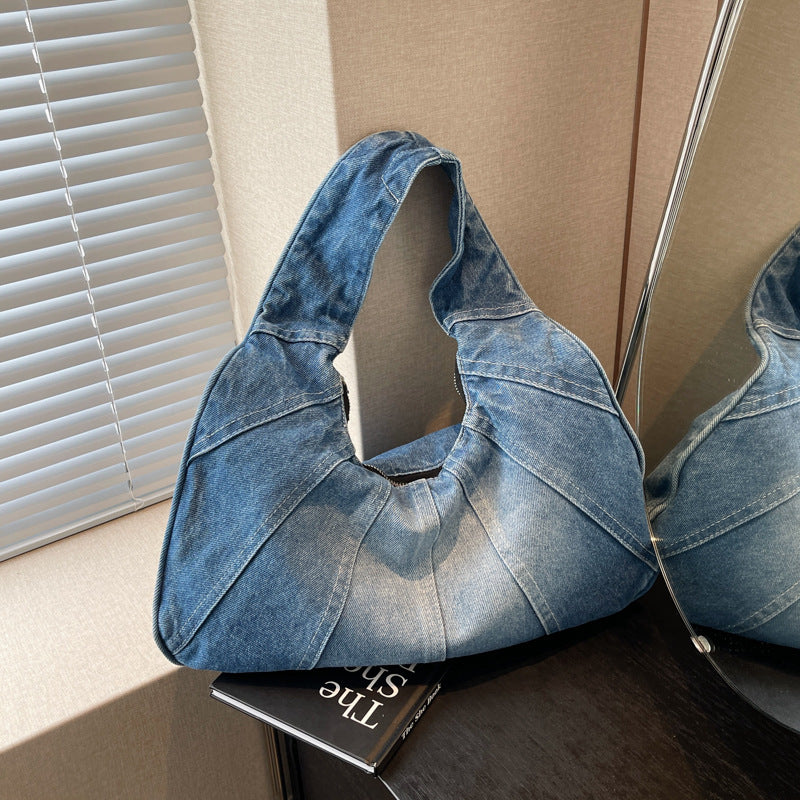 Women's Denim Shoulder Baguette Bag N6J194