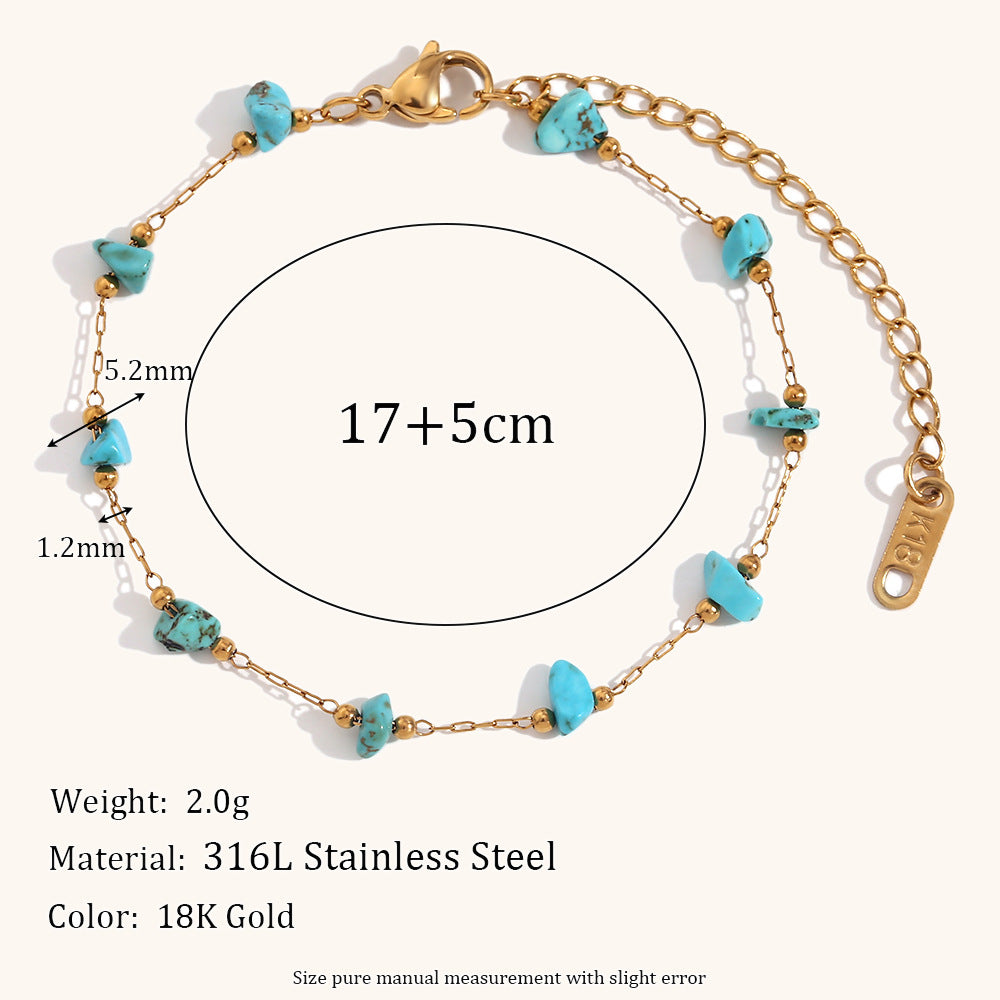 Crushed Stone Chain Steel 18K Plated Hand Linked S5P121