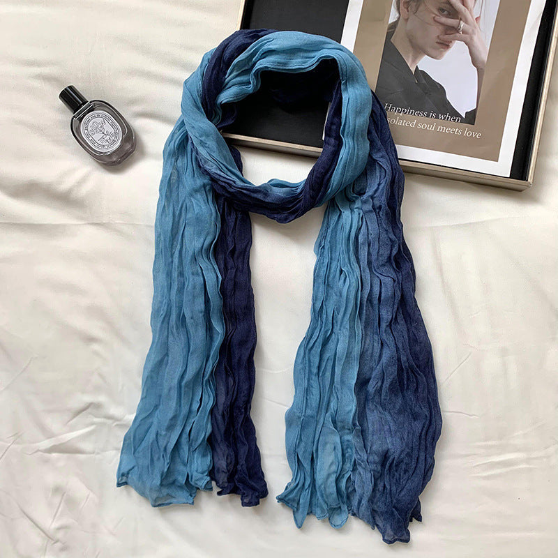 Pleated Gradient Scarf Women Sun Protection N6H247